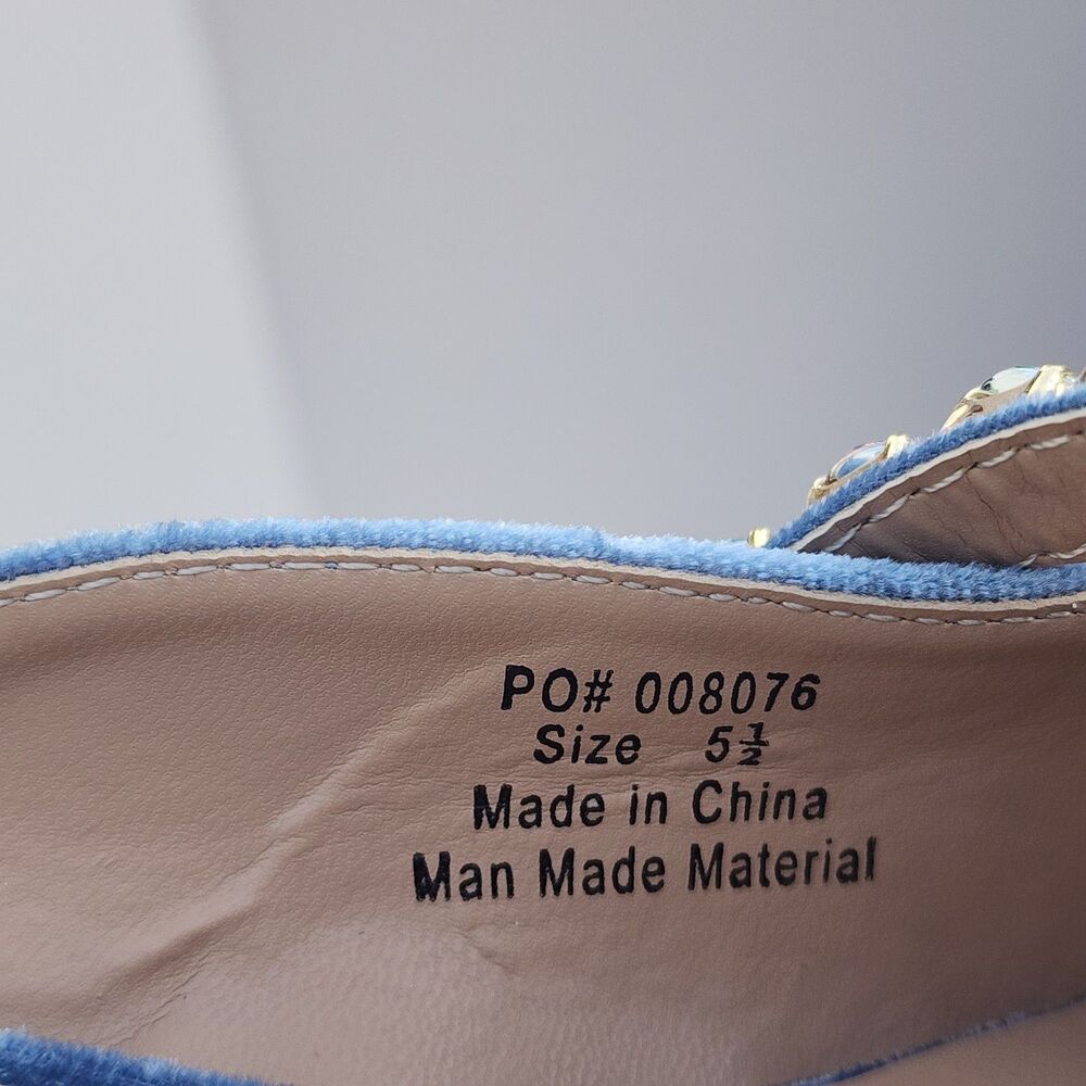 New In Box Journee Collection Light Blue Velor Embellished Jewelled Mules Sz 5.5 - Picture 5 of 16